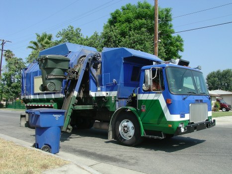 Professional rubbish clearance team at work in East London